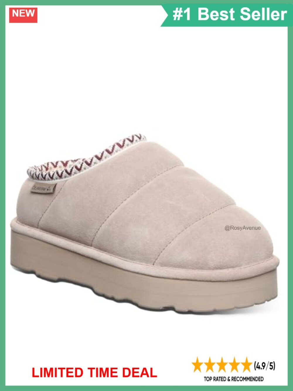 Platform Clog with Wool Blend Lining and Blown Rubber Outsole